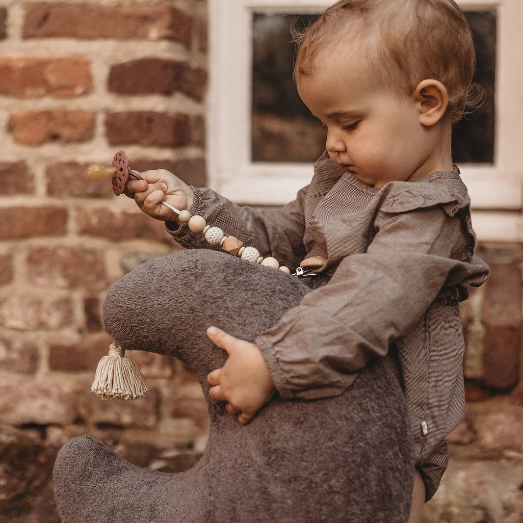 Kotenkram Mondkissen mit Quaste | Frottee dunkelgrau | Dekoration Babyzimmer M0224K0260