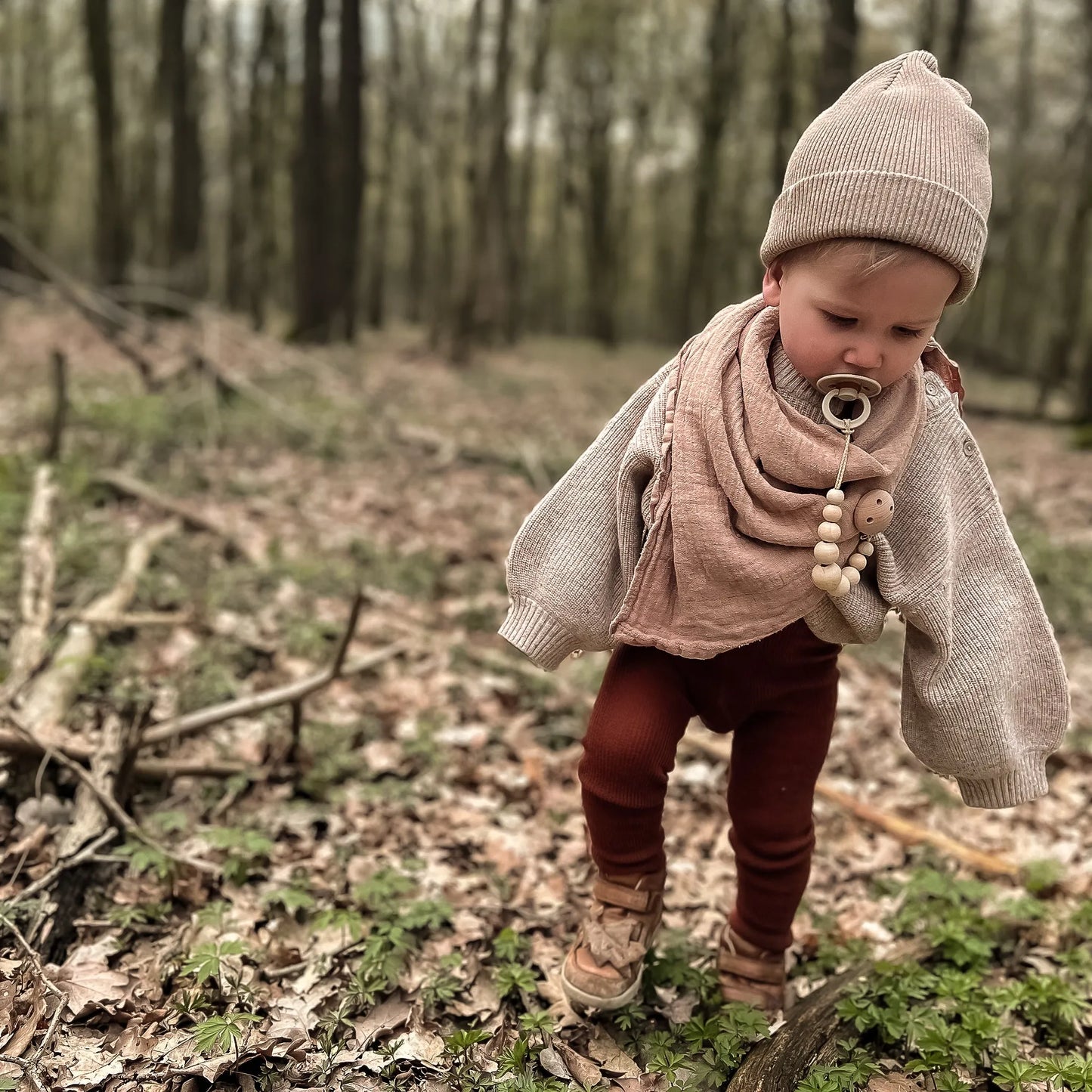 Kotenkram Schnullerkette Holz ohne Namen | Beige | Unisex S1623K0235