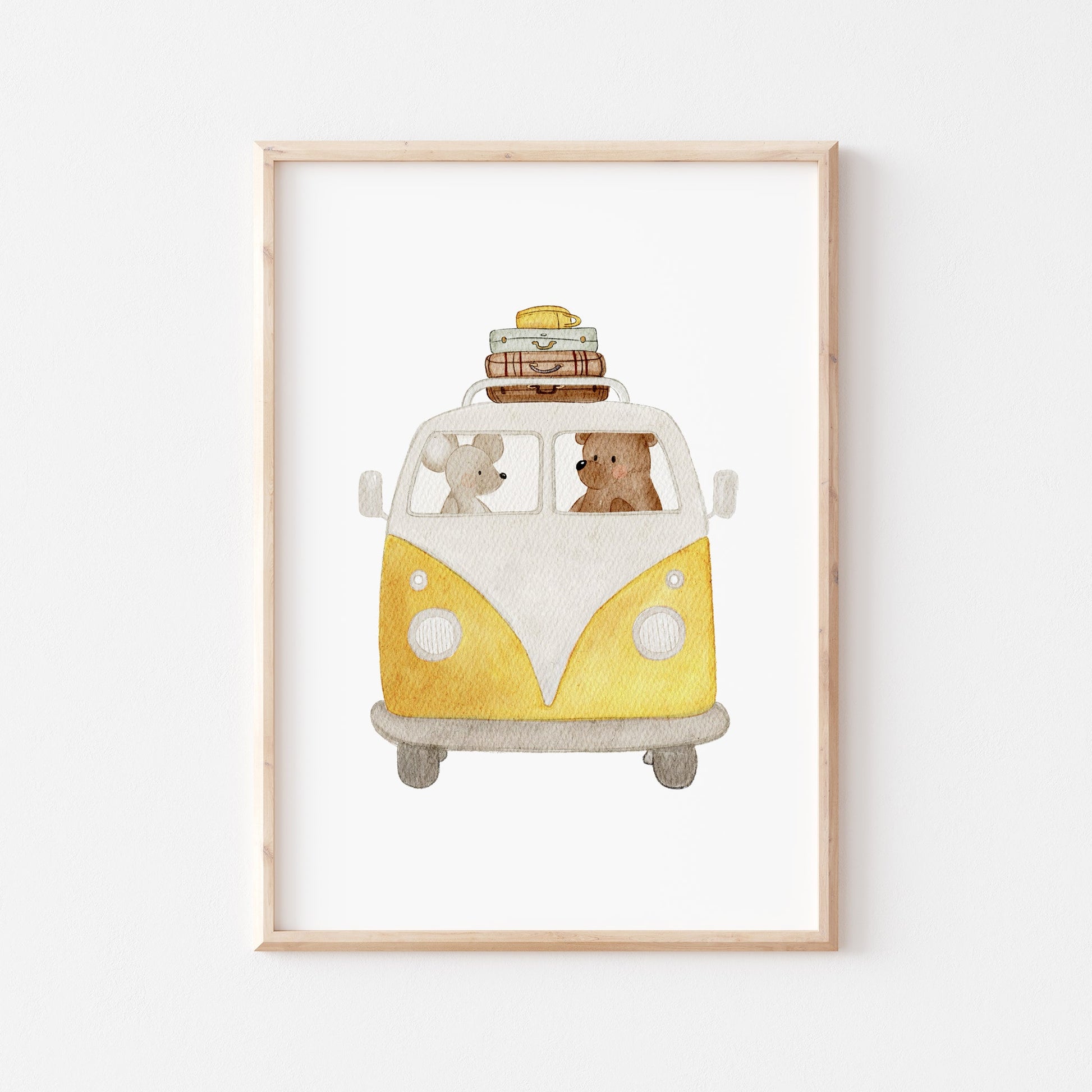 Poster Retro-Bus 'Bulli' | Kinderzimmer Deko | DIN A4 oder A5 | verschiedene Farben Kotenkram DIN A4 (210 x 297 mm) Gelb