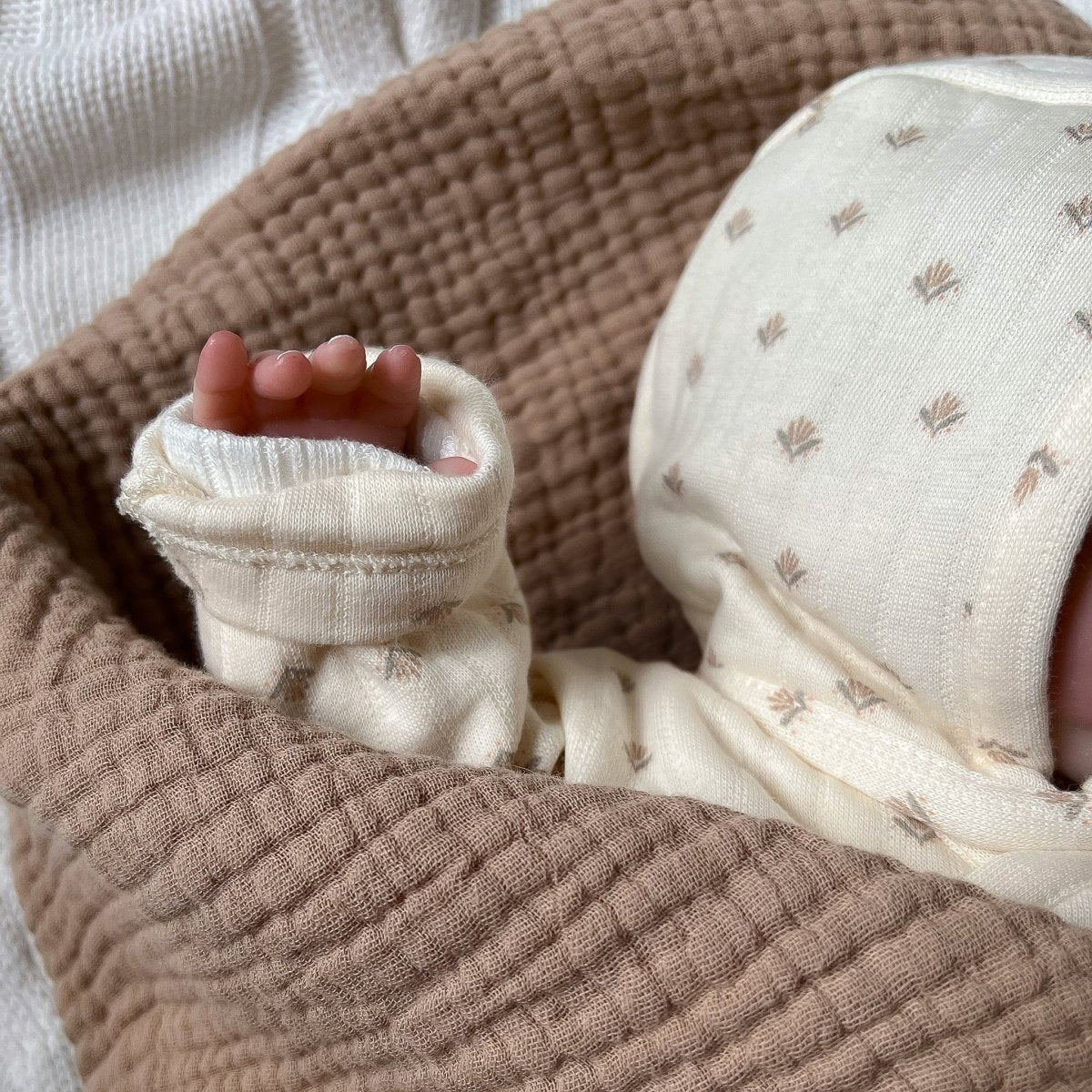 Musselintuch Baby | 2 Größen | Hellbraun Schmusetücher Kotenkram klein: 60 x 60 cm
