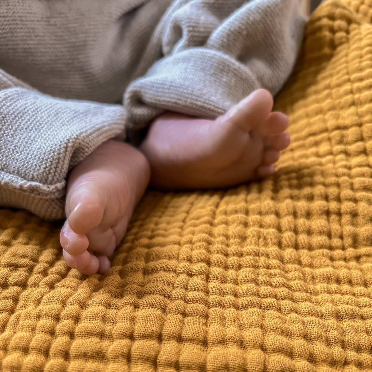 Musselintuch Baby | 2 Größen | Senfgelb Pucktuch Schmusetuch babydecke